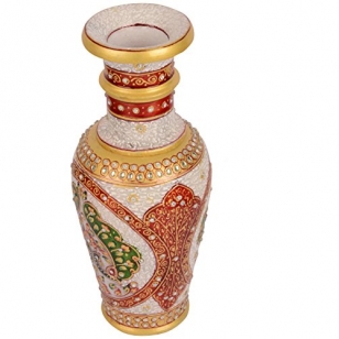 Handmade Kundan Meenakari Work Flower Vase for Room & Garden Decor - 12
