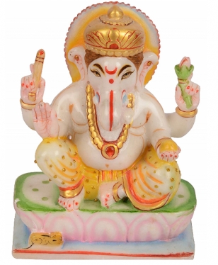 Handcrafted Marble Lord Ganesh Idol(Size 12")