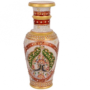 Handmade Kundan Meenakari Work Flower Vase for Room & Garden Decor - 12"